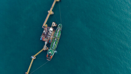 High angle view of natural gas tanker at sea.	
