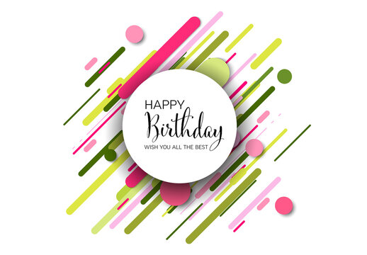 Modern Happy Birthday Greeting Card Template with Colorful Abstract Shapes