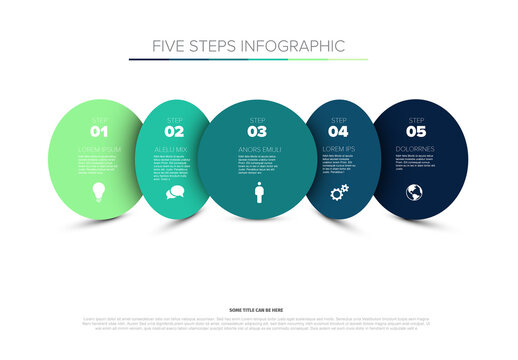 Five Steps Business Infographic Template with Gradient Circles