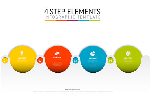 4 Step Elements Infographic Template with Minimalist Design
