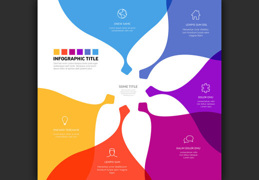 Colorful Infographic Template with Organic Petal Shapes and Icons