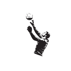 Fototapeta premium silhouette vector illustration of a goalkeeper catching the ball.