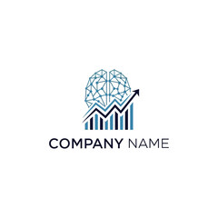 Fototapeta premium Business growth graph with brain logo.