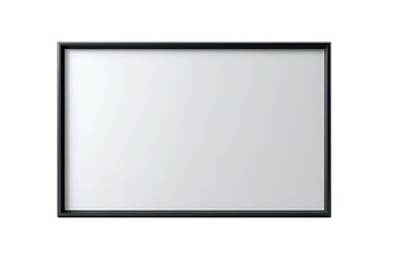 Blank rectangular projection screen with a thin black frame and smooth light surface, clean display panel ready for presentation content isolated on transparent background.