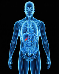 Failed to regenerate metadata for A detailed medical illustration of the human body in a transparent blue X-ray style