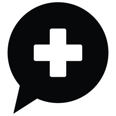 Obraz premium Speech bubble icon with plus sign inside for medical notification or add message button isolated 