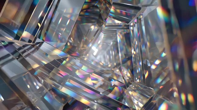 Abstract Crystal Tunnel Sparkling Light Refraction Stock Video Footage
