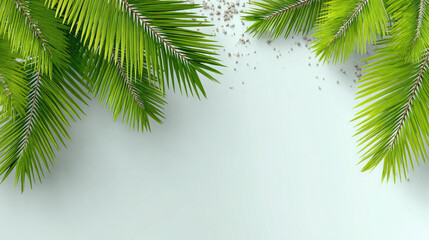 Obraz premium Tropical Palm Leaves on Light Background with Silver Glitter.