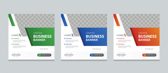 Set of creative and modern web banner design template. Suitable for social media post, instagram story post and web marketing ads. vector illustration for editable with Space to add pictures.