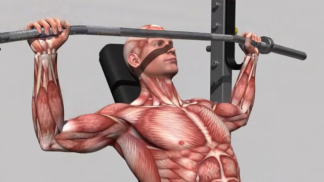 Anatomical Illustration of Male Musculature Performing Lat Pulldown