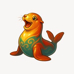 Colorful cartoon seal illustration
