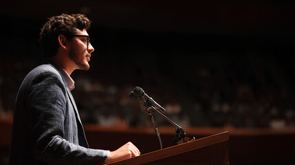 painting of a person giving a speech