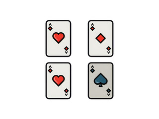Obraz premium Four cards with hearts and spades on them