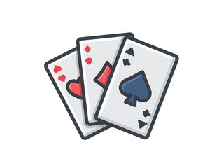 Three playing cards with a spade in the middle