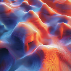 Colorful abstract waves forming intricate landscape