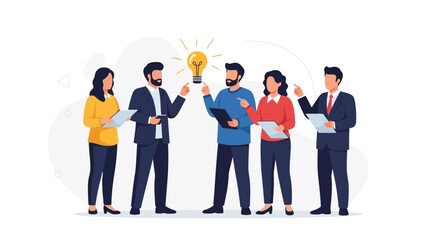 Obraz premium Teamwork Brainstorming Idea Lightbulb