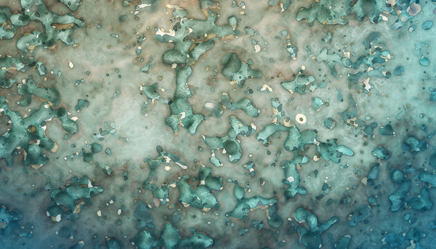 cellule organique turquoise et beige en relief, texture abstraite