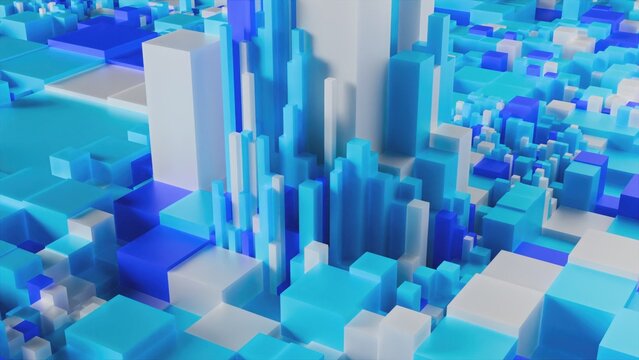 Field of Technological Cubes. Computer generated 3d render