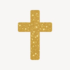 Obraz premium Glittering gold cross symbol.