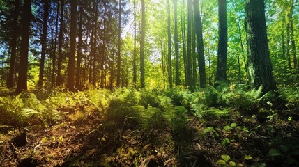 Obraz premium A time-lapse photo captures seasonal changes in a forest showing the dynamic cycles studied in ecology such as growth, decay, and renewal