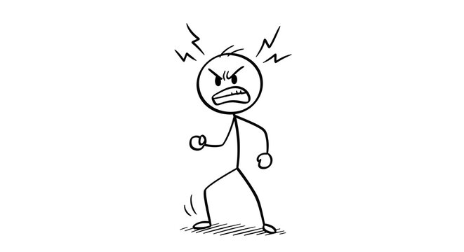 stickman, stick figure, angry stick figure illustration, rage emotion stickman drawing, anger and frustration concept, furious person stick figure doodle