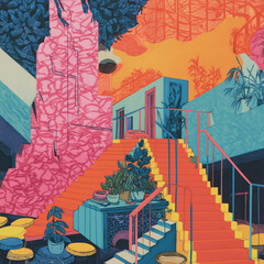 Vibrant colors dance in abstract fluid motion