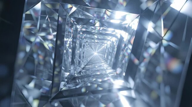Abstract Geometric Diamond shaped Tunnel with Glowing Outlines Stock Video