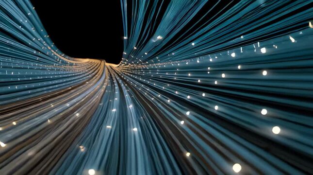 Abstract Fiber Optic Tunnel Stock Video with Glowing Lights