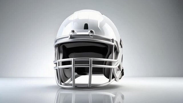 白背景に置かれたアメリカンフットボール用ヘルメットの静物表現
