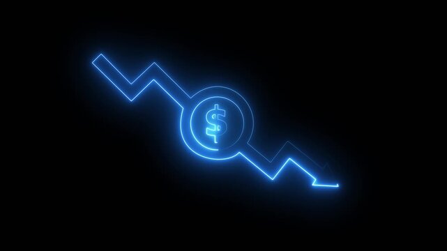 Money loss concepts. Cash down, arrow and dollar stocks graph, market fall. Money, profit, investment, growth business, economy, finance and concept