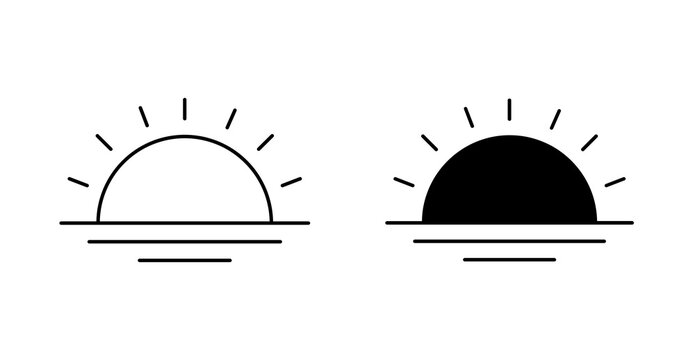 Sunset Time Maghrib Prayer Islamic Line Icon