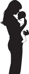 Mother holding baby close vector illustration gentle embrace tender moment bonding love protect parenting silhouette