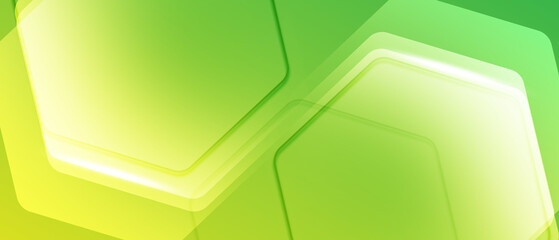 Abstract green Technology Background with Hexagon Pattern and Modern Geometric Shapes