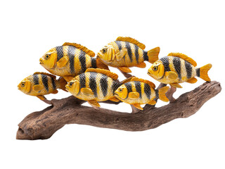 Fototapeta premium A group of fish are sitting on a branch