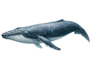 A large whale is swimming in the ocean