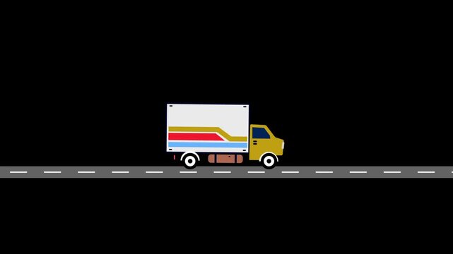 delivery service truck isolated icon .Warning Symbol for Loading and Unloading Goods .Cartoon Delivery Truck with Free Shipping Text .