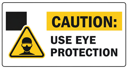 Obraz premium Safety sign indicating caution and use of eye protection for individuals in a workplace or industrial setting