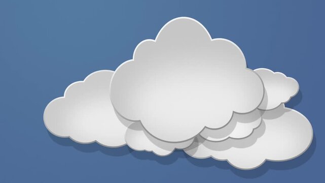 White paper clouds on the blue sky background