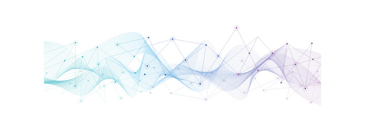 Abstract tech network connection dots. Digital technology and big data analysis background. White background with plexus lines. Geometric background with abstract mesh  © Fou'adi