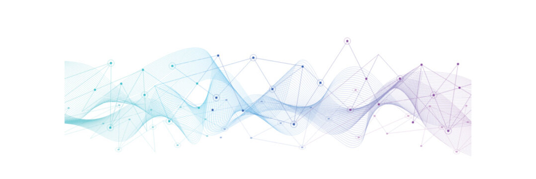 Abstract tech network connection dots. Digital technology and big data analysis background. White background with plexus lines. Geometric background with abstract mesh 