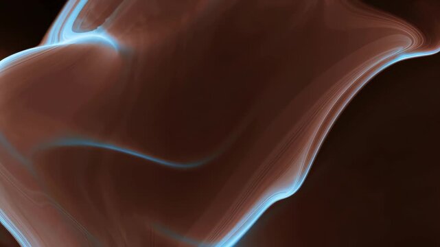 Abstract flowing blue light lines on a smooth organic brown background