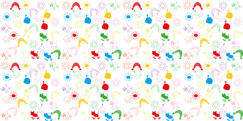 Obraz premium Seamless pattern in a naive, childish styl