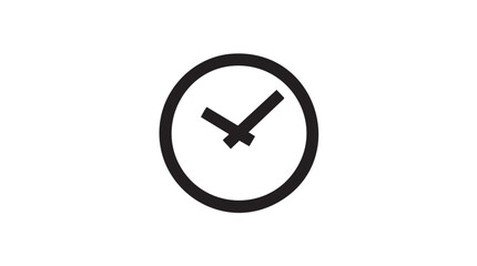 Minimalist Black Clock Icon Vector on White Background