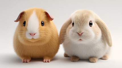 a pair of cute hamsters on a plain white background