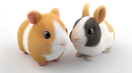 a pair of cute hamsters on a plain white background