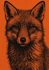 Fototapeta premium Intricate fox illustration on orange