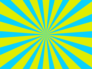 Blue and Yellow Radial Sunburst Background with Pop Art Style