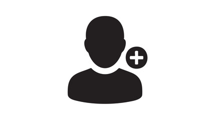 Black User Profile Add Icon Vector