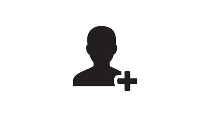 Black User Profile Add Icon Vector Graphic