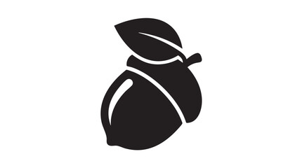 Black Acorn with Leaf Icon Vector